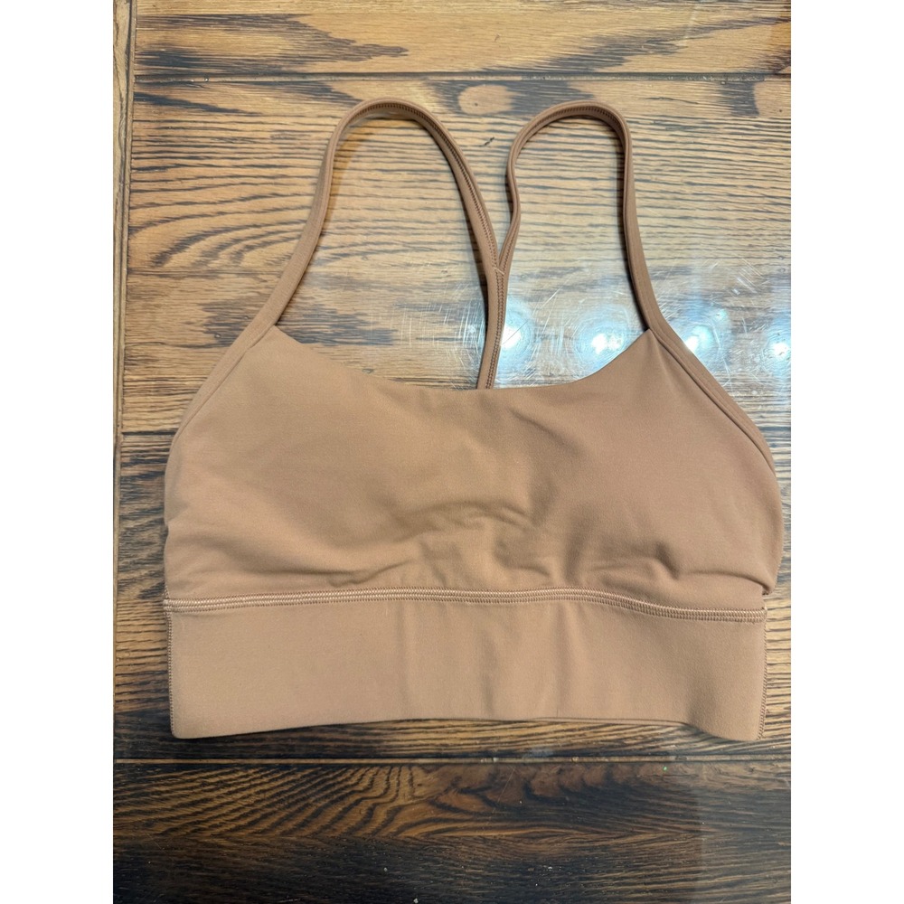 Lululemon Sports Bra Womens 4 Nude Flow Y Bra Light Support LW2E97S.01